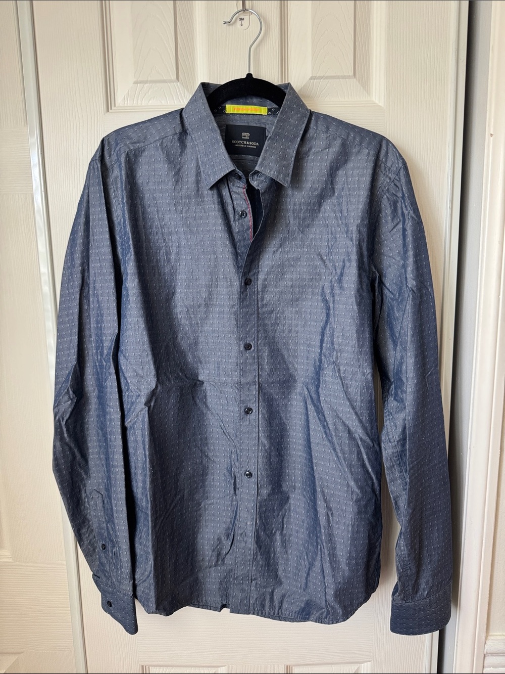 Scotch & Soda Men's Dark Blue Textured Button-Down Shirt